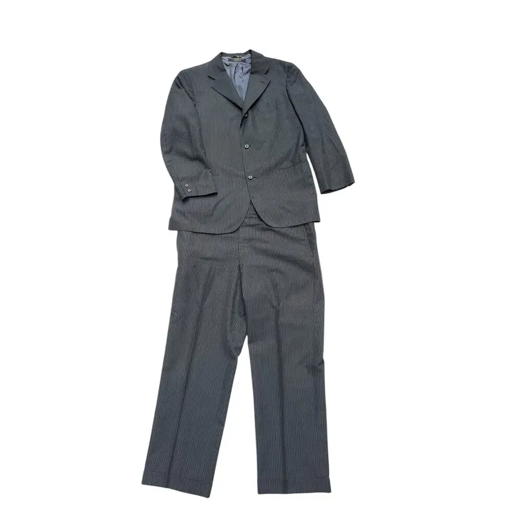 VTG Brooks Brothers 2pc Suit Wool Poly Gray Pinstripe Jacket 41ML Pants 37x27